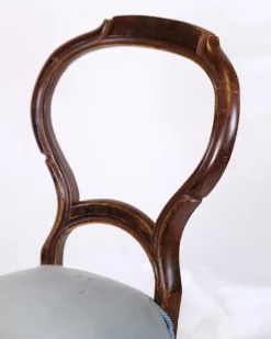 Pamono Rococo Chairs in Mahogany and Light Blue Fabric, 1860s, Set of 2 Online