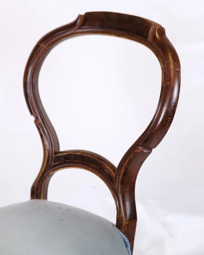 Pamono Rococo Chairs in Mahogany and Light Blue Fabric, 1860s, Set of 2 Online