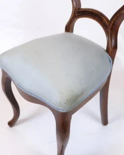 Pamono Rococo Chairs in Mahogany and Light Blue Fabric, 1860s, Set of 2 Online