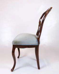 Pamono Rococo Chairs in Mahogany and Light Blue Fabric, 1860s, Set of 2 Online