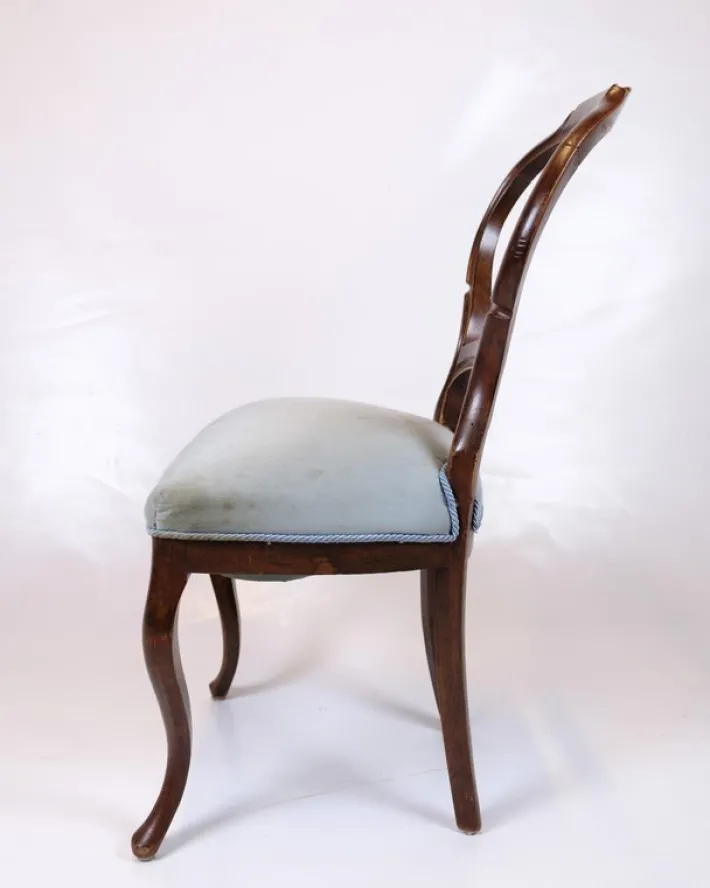 Pamono Rococo Chairs in Mahogany and Light Blue Fabric, 1860s, Set of 2 Online