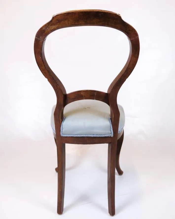 Pamono Rococo Chairs in Mahogany and Light Blue Fabric, 1860s, Set of 2 Online