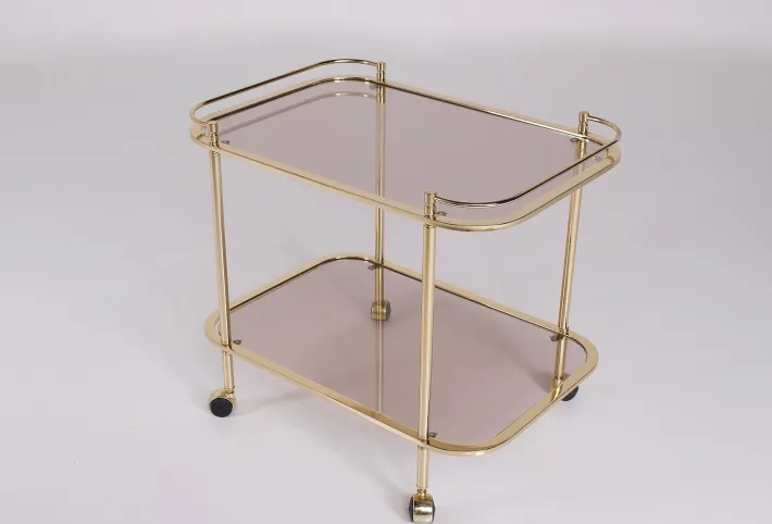 Pamono Rolling Trolley in Brass and Smoked Glass, 1970 Discount