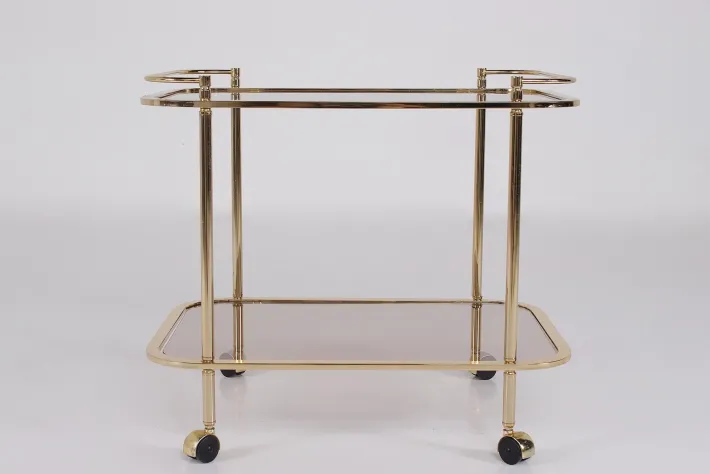 Pamono Rolling Trolley in Brass and Smoked Glass, 1970 Discount