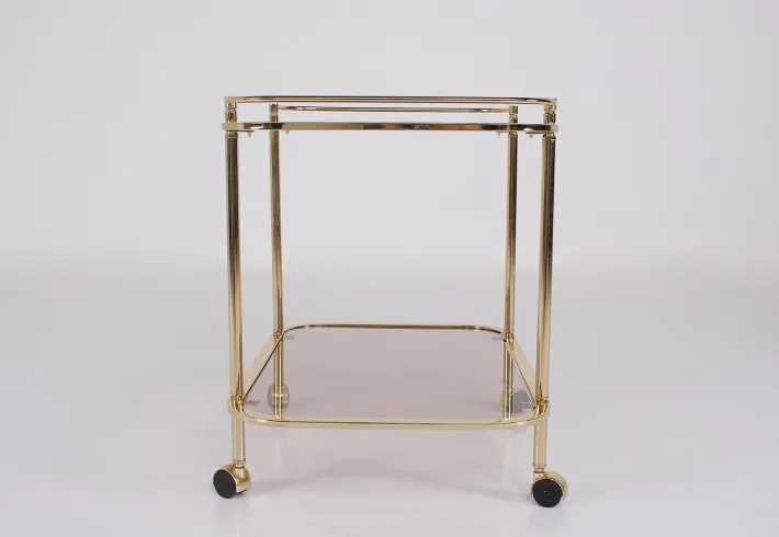Pamono Rolling Trolley in Brass and Smoked Glass, 1970 Discount
