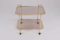 Pamono Rolling Trolley in Brass and Smoked Glass, 1970 Discount