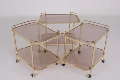 Pamono Rolling Trolley in Brass and Smoked Glass, 1970 Discount