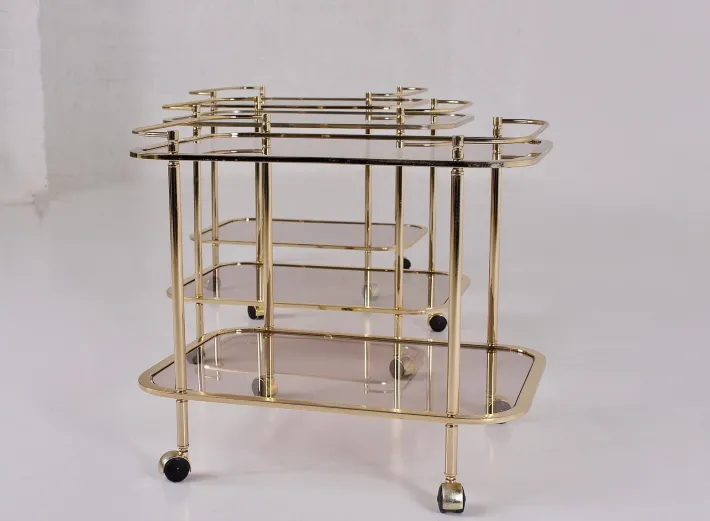 Pamono Rolling Trolley in Brass and Smoked Glass, 1970 Discount