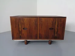 Pamono Rosewood and Leather Tambour Writing Desk by Gianfranco Frattini for Bernini, Italy, 1964 Hot