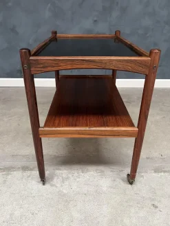 Pamono Rosewood Rolling Cart with Black Formica Top, 1960s Online