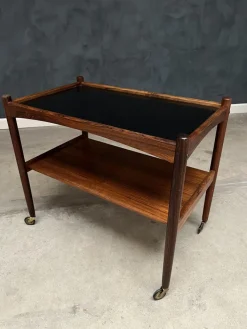 Pamono Rosewood Rolling Cart with Black Formica Top, 1960s Online