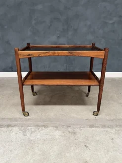 Pamono Rosewood Rolling Cart with Black Formica Top, 1960s Online