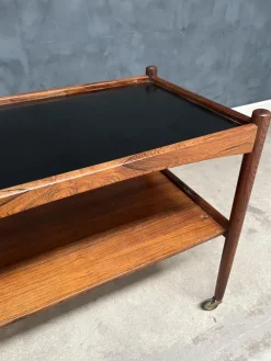 Pamono Rosewood Rolling Cart with Black Formica Top, 1960s Online