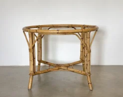 Pamono Round Bamboo Game Table, 1970s Online