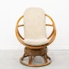 Pamono Round Bamboo Swivel Armchair, 1970s