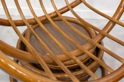 Pamono Round Bamboo Swivel Armchair, 1970s
