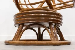 Pamono Round Bamboo Swivel Armchair, 1970s