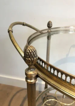 Pamono Round Brass Bar Cart from Maison Baguès, 1940s Online