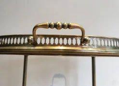 Pamono Round Brass Bar Cart from Maison Baguès, 1940s Online
