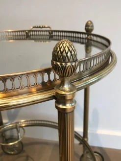 Pamono Round Brass Bar Cart from Maison Baguès, 1940s Online