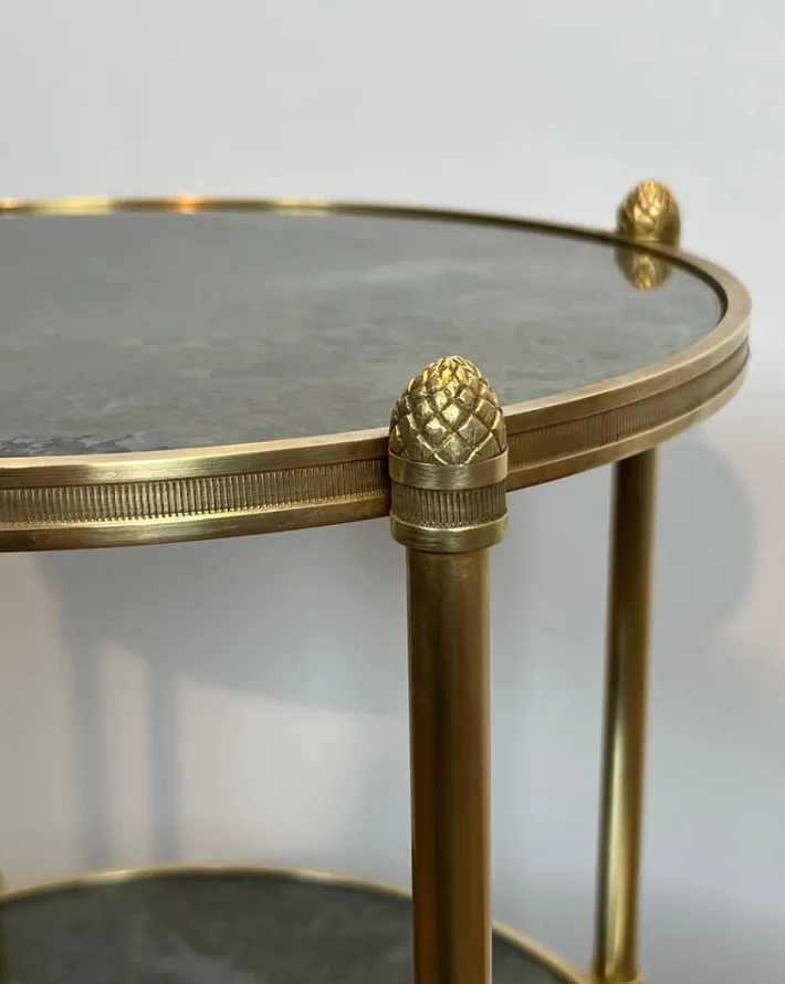 Pamono Round Bronze Sellette Table with Triple Eglomised Mirror Tops by Maison Baguès Online