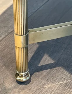 Pamono Round Coffee Table in Brass with Black Lacquered Glass Top by Maison Jansen New