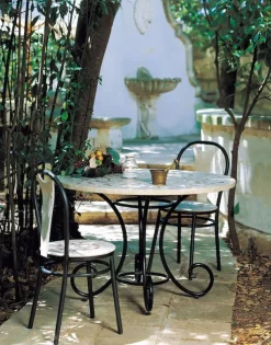 Pamono Round Corallo Marble Mosaic Table from Egram Sale