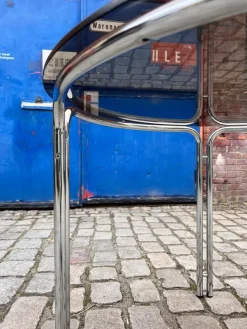 Pamono Round Dining Table in Smoked Glass and Chrome Sale