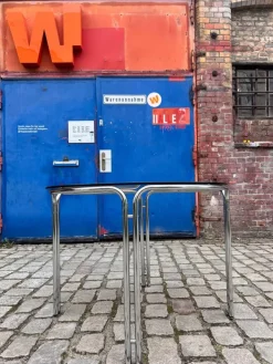 Pamono Round Dining Table in Smoked Glass and Chrome Sale