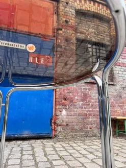 Pamono Round Dining Table in Smoked Glass and Chrome Sale