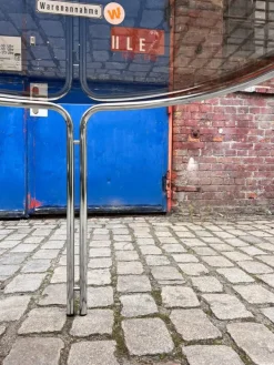 Pamono Round Dining Table in Smoked Glass and Chrome Sale