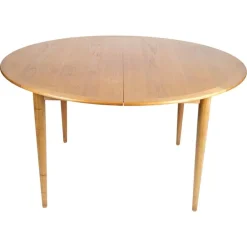 Pamono Round Dining Table in Teak with Extension Leaves by Grete Jalk for P. Jeppesen, 1960s Hot