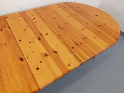 Pamono Round Extendable Pine Table, 1970s