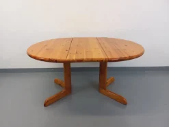Pamono Round Extendable Pine Table, 1970s