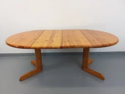 Pamono Round Extendable Pine Table, 1970s
