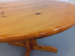 Pamono Round Extendable Pine Table, 1970s