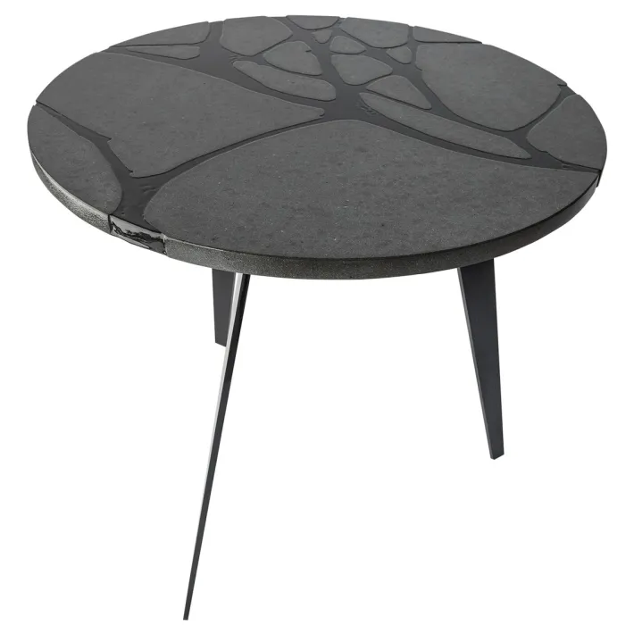 Pamono Round Filodifumo Outdoor Table in Lava Stone and Steel by Riccardo Scibetta & Sonia Giambrone for MYOP Clearance