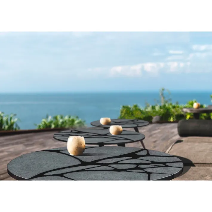 Pamono Round Filodifumo Outdoor Table in Lava Stone and Steel by Riccardo Scibetta & Sonia Giambrone for MYOP Clearance
