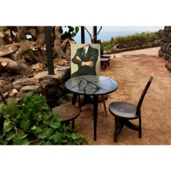 Pamono Round Filodifumo Outdoor Table in Lava Stone and Steel by Riccardo Scibetta & Sonia Giambrone for MYOP Clearance