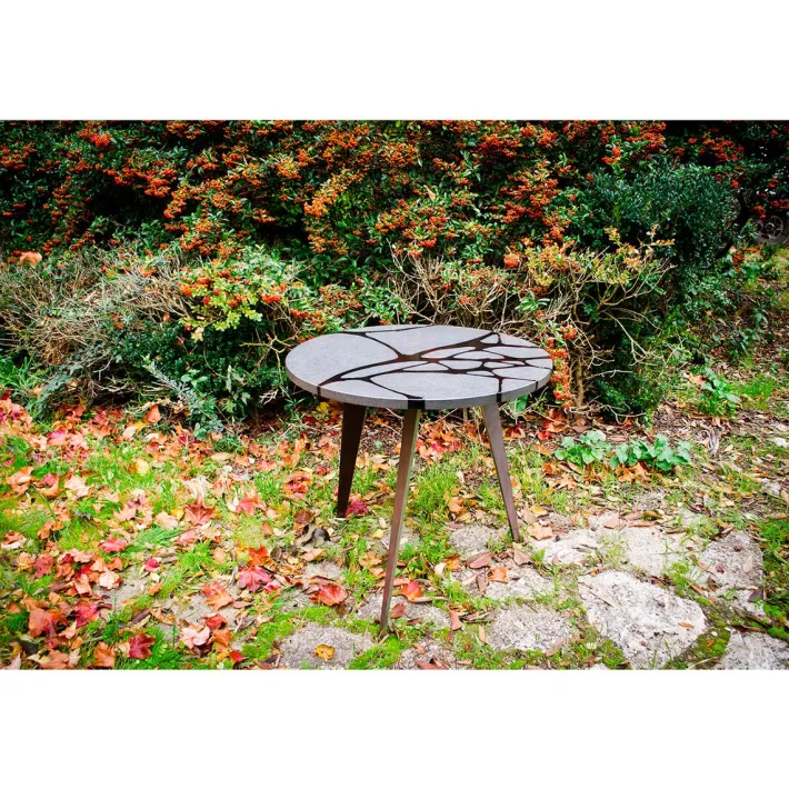 Pamono Round Filodifumo Outdoor Table in Lava Stone and Steel by Riccardo Scibetta & Sonia Giambrone for MYOP Clearance