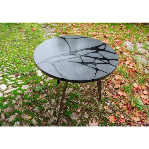 Pamono Round Filodifumo Outdoor Table in Lava Stone and Steel by Riccardo Scibetta & Sonia Giambrone for MYOP Clearance