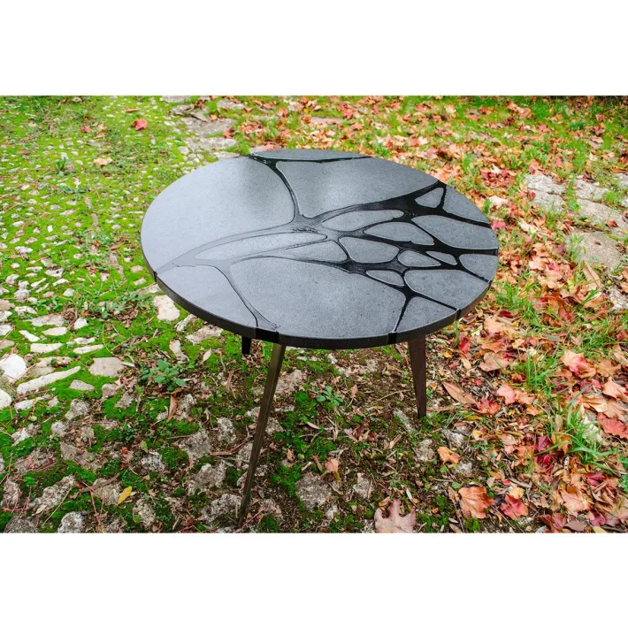 Pamono Round Filodifumo Outdoor Table in Lava Stone and Steel by Riccardo Scibetta & Sonia Giambrone for MYOP Clearance