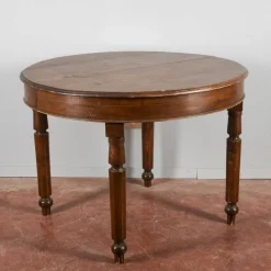 Pamono Round Fir Wood Table, Late 19th Century