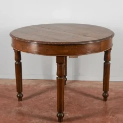 Pamono Round Fir Wood Table, Late 19th Century
