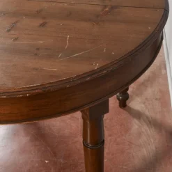 Pamono Round Fir Wood Table, Late 19th Century