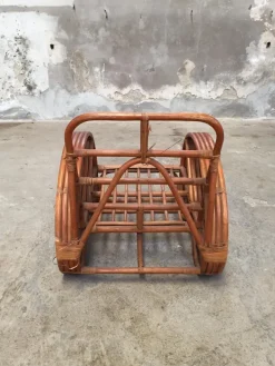 Pamono Round French Bamboo & Rattan Pretzel-Shaped Lounge Chair, 1950s Hot