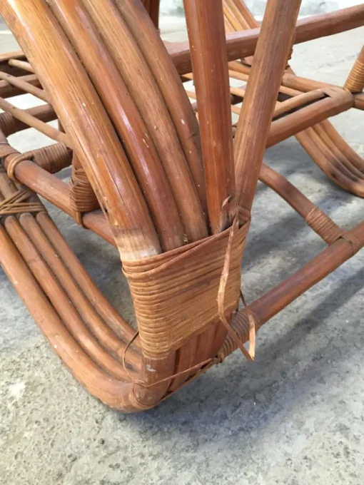 Pamono Round French Bamboo & Rattan Pretzel-Shaped Lounge Chair, 1950s Hot