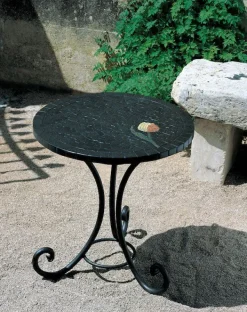 Pamono Round Italian Topaz Marble Mosaic Table by Egram New