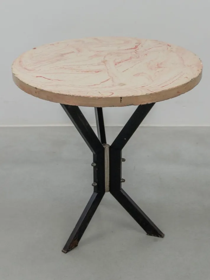 Pamono Round Outdoor Terrace Stone Top Table, France, 1930s Hot