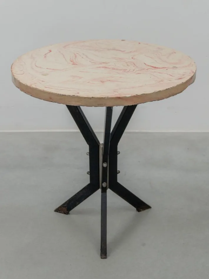 Pamono Round Outdoor Terrace Stone Top Table, France, 1930s Hot